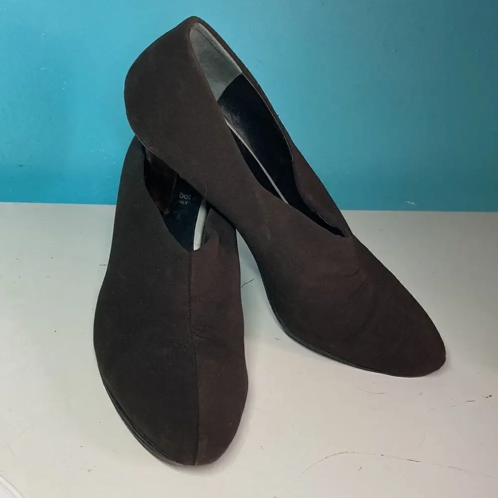 Thierry Rabotin Brown 39.5 Microfiber over Leather 2” Heels